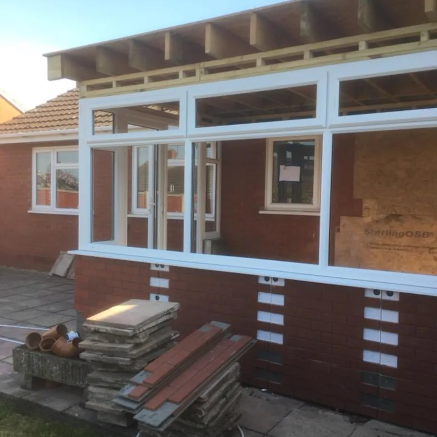 Conservatory with brick base